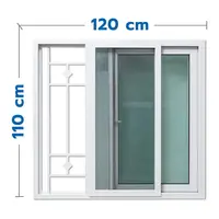 หน้าต่างบานเลื่อน UPVC มุ้ง เหล็กดัด HOFFEN F6 120x110 ซม. สีขาว