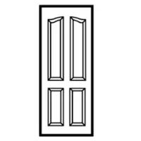 ประตู ไฟเบอร์กลาส มอก. Q Fiber Door 4โค้ง รองพื้น