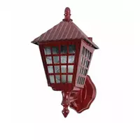 1 bulb outdoor wall lamp, house shape, wooden pattern, model W03-W THE SUN