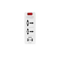 3-pin plug, 2 sockets, 1 switch, 2 USB, 16A, model AL56, white