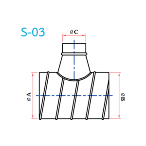 อุปกรณ์ท่อลม S-03 สามทางTฐานเอียง2ข้าง-1