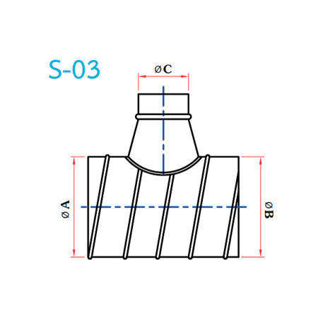 อุปกรณ์ท่อลม S-03 สามทางTฐานเอียง2ข้าง-1