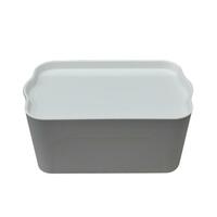 กล่องเก็บของLARZE M 44.5x30x14 เทา ฝาขาว