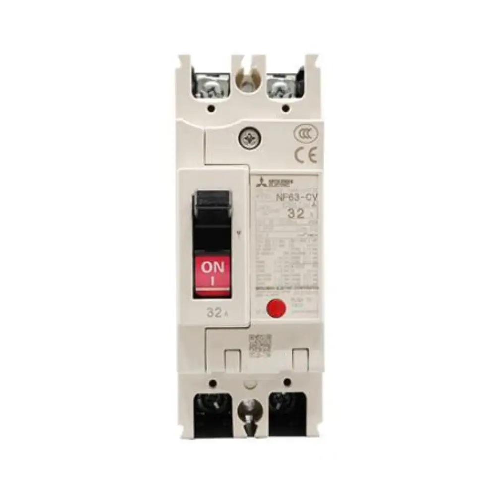 เบรกเกอร์ 10 แอมป์ MCCB MITSUBISHI 2 Pole 25kA ขนาดเฟรม 63A รุ่น NF63-HV-1