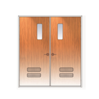 ประตูเหล็ก DoorTech บานคู่ ND-02 Teak Wood