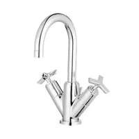 COTTO CT239YC16 Monoblock washbasin mixer faucet with pop-up washbasin drain and water supply hose, Cross model