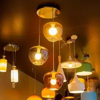 Chandelier 3 bulbs, glass, modern, model RM1545 HEAP