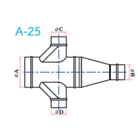 อุปกรณ์ท่อลม A-25 4ทาง+ลด ฐานเอียง 1 ด้าน