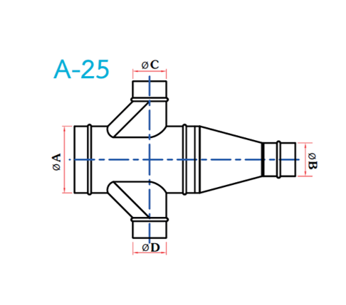 อุปกรณ์ท่อลม A-25 4ทาง+ลด ฐานเอียง 1 ด้าน-1