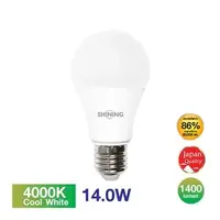 หลอดไฟ LED E27 14W คูลไวท์ ทรงลูกแพร์ SHINING A60