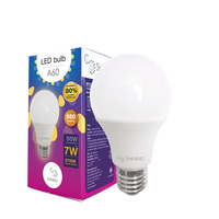หลอดไฟ LED E27 7W วอร์มไวท์ ทรงลูกแพร์ SHINING A60 SHINE