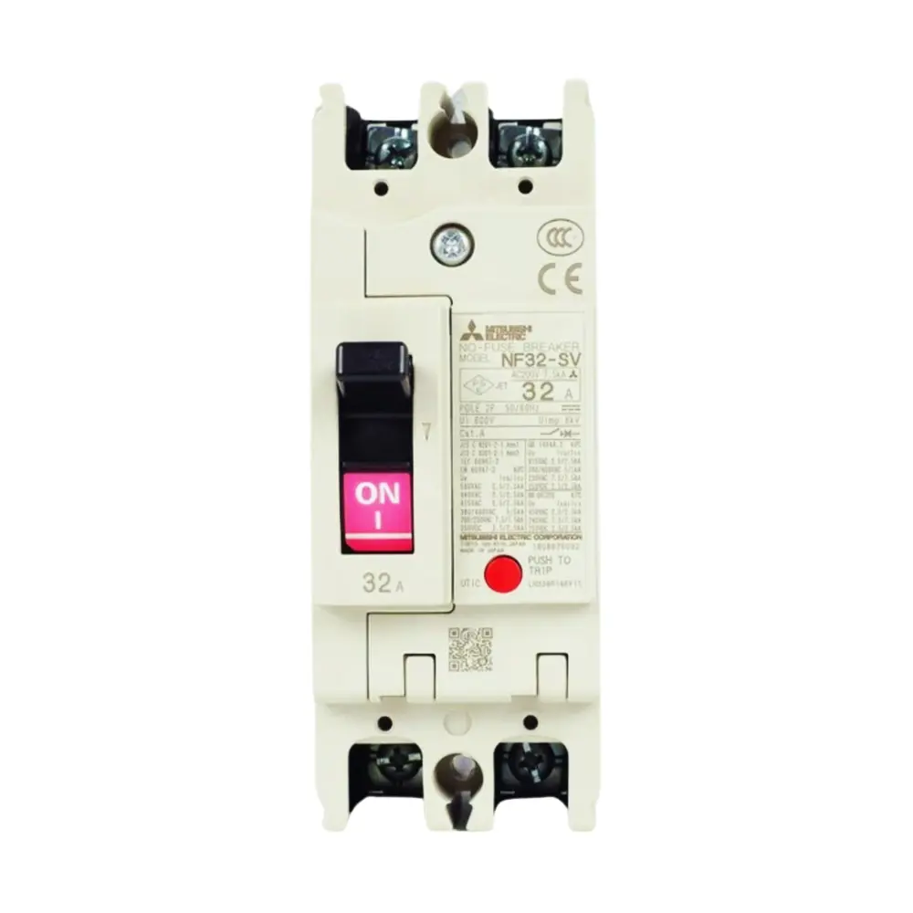 เบรกเกอร์ 10 แอมป์ MCCB MITSUBISHI 2 Pole 7.5kA ขนาดเฟรม 32A รุ่น NF32-SV-1