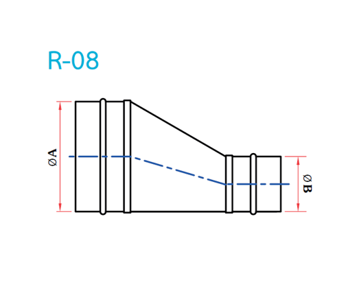 อุปกรณ์ท่อลม R-08 ข้อลดเยื้องศูนย์-1