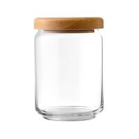 ขวดโหลแก้ว0.65L กลม ฝาดึง ไม้POP JAR