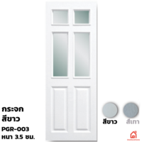 ประตูบานเปิด UPVC Polywood ขาวเสี้ยนไม้ กระจก PGR-003 สำหรับภายนอก