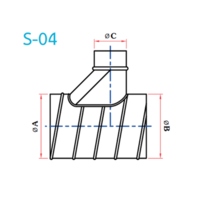 อุปกรณ์ท่อลม S-04 สามทางTฐานเอียง1ข้าง