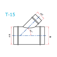 อุปกรณ์ท่อลม T-15 3ทางเฉี่ยง