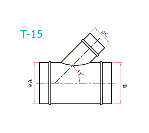 อุปกรณ์ท่อลม T-15 3ทางเฉี่ยง-1