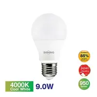 หลอดไฟ LED E27 9W คูลไวท์ ทรงลูกแพร์ SHINING A60