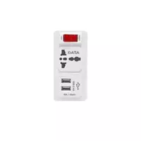 3-pin plug, 1 socket, 1 switch, 2 USB, 16A, model AL39, white