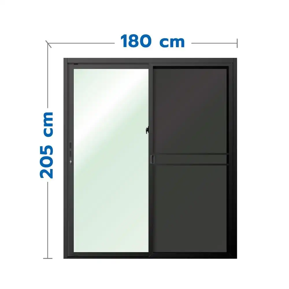 ประตูบานเลื่อน อะลูมิเนียม S-S มุ้ง LYNN OK 180x205 ซม. สีดำ-1