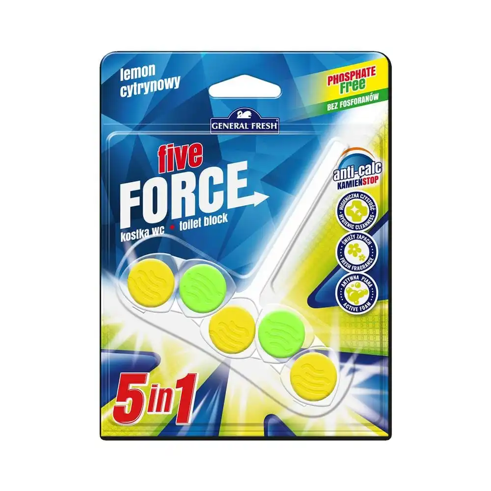 ก้อนทำความสะอาดดับกลิ่นโถสุขภัณฑ์ GENERAL FRESH FIVE FORCE 5IN1 50 กรัม LEMON-1