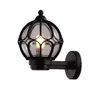 Outdoor wall lamp PP, round shape, 1 bulb, model 1002S, black, DECOS
