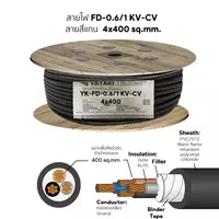 สายไฟ FD-CV 4x400 ตร.มม. YAZAKI 0.6/1 kV