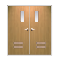 ประตูเหล็ก DoorTech บานคู่ ND-05 Water-Ash