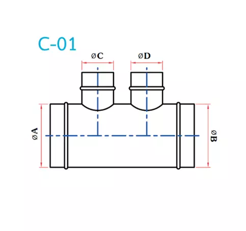 อุปกรณ์ท่อลม C-01 4ทางลด ขาคู่-1