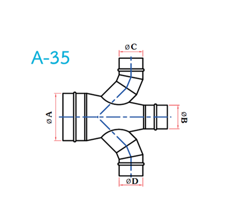 อุปกรณ์ท่อลม A-35 4ทางY ลดปลาย-1