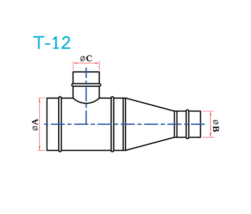 อุปกรณ์ท่อลม T-12 3ทางT+ข้อลด-1