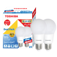 หลอดไฟ LED E27 8W เดย์ไลท์ ทรงลูกแพร์ TOSHIBA A60