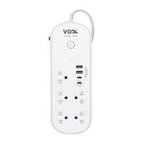รางปลั๊กไฟ IOT 1 สวิตซ์ 5 ช่อง 2 USB 2 TYPE-C VOX F5ST3-NON2-5141 20 วัตต์ 3 เมตร สีขาว