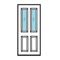 ประตู ไฟเบอร์กลาส มอก. QFiberDoor 4ตรง -G รองพื้น