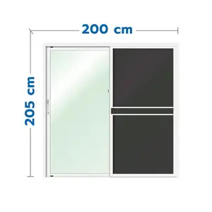 ประตูบานเลื่อน อะลูมิเนียม S-S มุ้ง LYNN OK 200x205 ซม. สีขาว-1