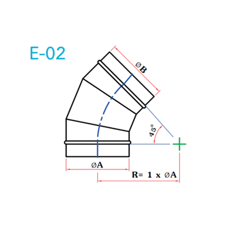 อุปกรณ์ท่อลม E-02 ข้องอ 45-1