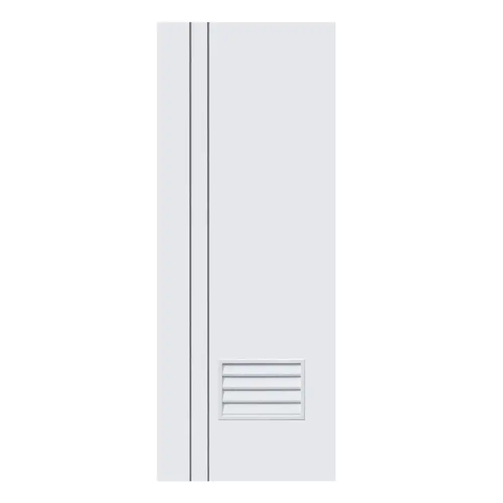 ประตูห้องน้ำ UPVC ไม่เจาะลูกบิด ECO-DOOR PG2 มีเกล็ด เซาะร่อง 70x180 ซม. สีขาว-1
