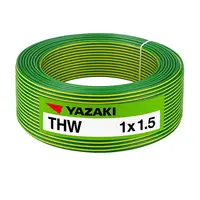 สายไฟ THW 1.5 ตร.มม. สีเขียวแถบเหลือง YAZAKI