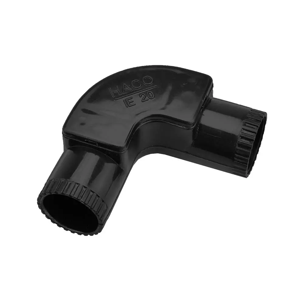 Joint, 90 degree bend, open cover, 20MM EC25, black, HACO-1