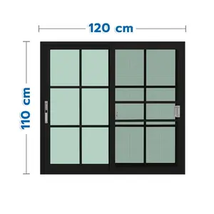 หน้าต่างบานเลื่อน อะลูมิเนียม S-S มุ้ง KPA 6 ฟัก 120x110 ซม. สีดำ-1