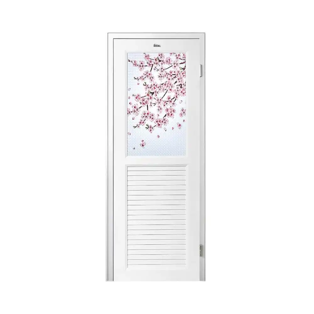 ชุดประตูห้องน้ำพร้อมวงกบ UPVC ไม่เจาะลูกบิด ASARA G925 ลายซากุระ 70x180 ซม. สีขาว-1