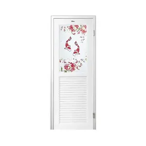 ชุดประตูห้องน้ำพร้อมวงกบ UPVC ไม่เจาะลูกบิด ASARA G924 ลายปลาคาร์ฟ 70x180 ซม. สีขาว-1