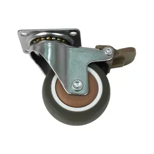 TPE DEXZON caster, swivel base, with 2-inch brake, brown-1