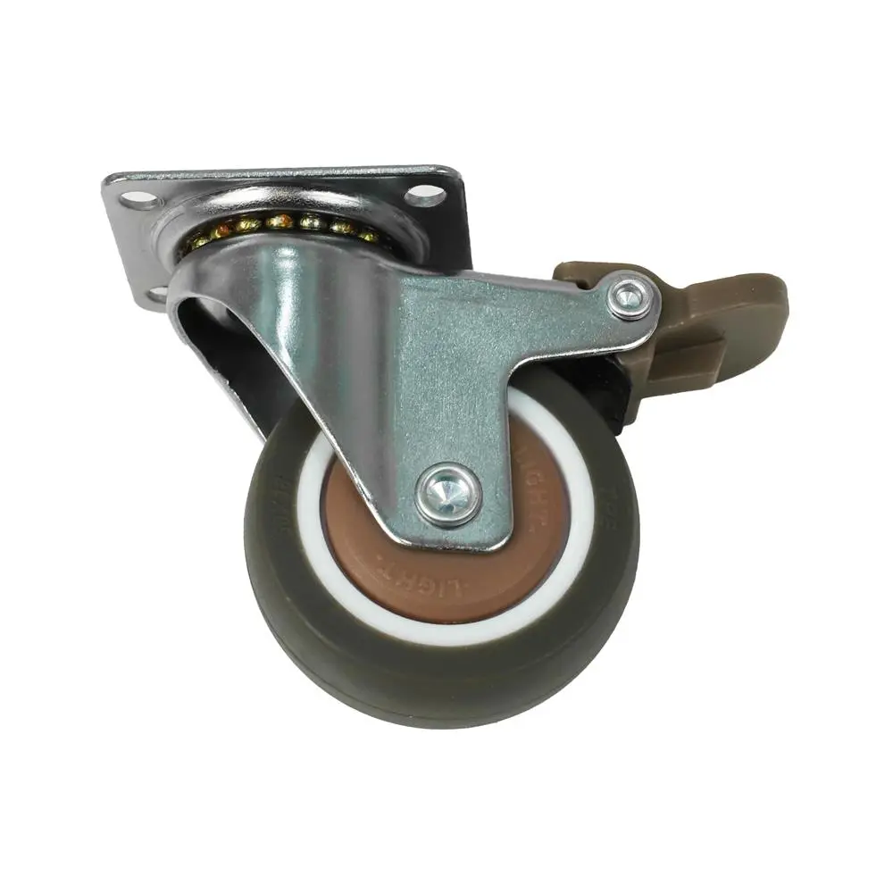 TPE DEXZON caster, swivel base, with 2-inch brake, brown-1