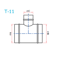 อุปกรณ์ท่อลม T-11 3ทางT