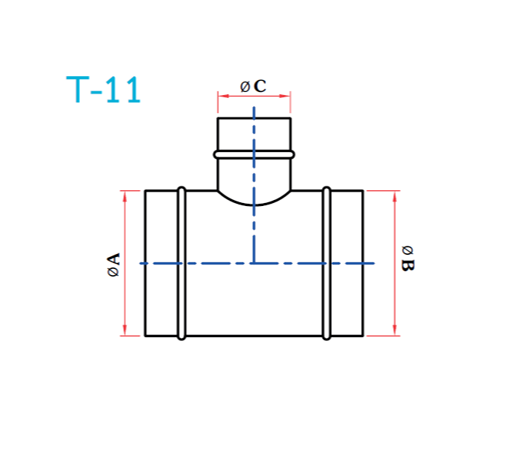 อุปกรณ์ท่อลม T-11 3ทางT-1