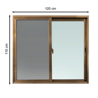 หน้าต่างบานเลื่อน อะลูมิเนียม S-S มุ้ง AZLE 120X110 ซม. สีชา
