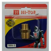 ข้อต่อเกลียวนอก-นอก HI-TOP MM 3-2 หุน (3/8-1/4 นิ้ว) สีทอง