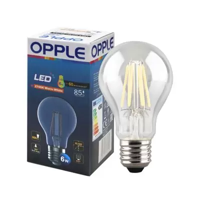 หลอดไฟ LED Filament ทรงกลม A60 E27 6W Warm White รุ่น EA60E27-6WFILAWWCTTR-1